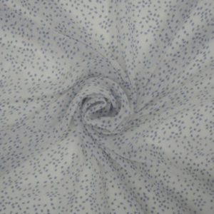 Ύφασμα μουσελίνα εκρού με μπλε φύλλα
