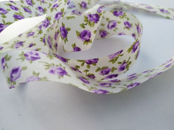 Κορδέλα Floral | με Μωβ Λουλούδια | 25ΜΜ - Image 2